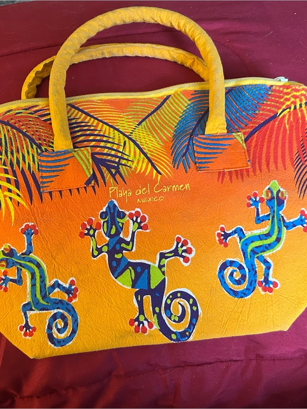 Playa del Carmen Yellow Tropical Gecko Tote Bag
